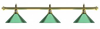Лампа на три плафона «Evergreen» (золотистая штанга, зеленый плафон D35см)